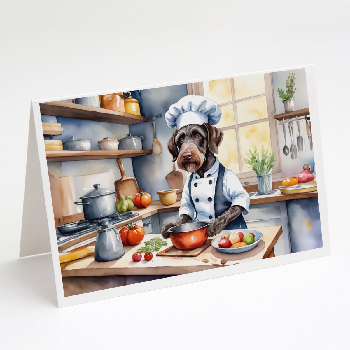 DAC6255GCA7P 5 x 7 in. German Wirehaired Pointer The Chef Greeting Cards - Pack of 8