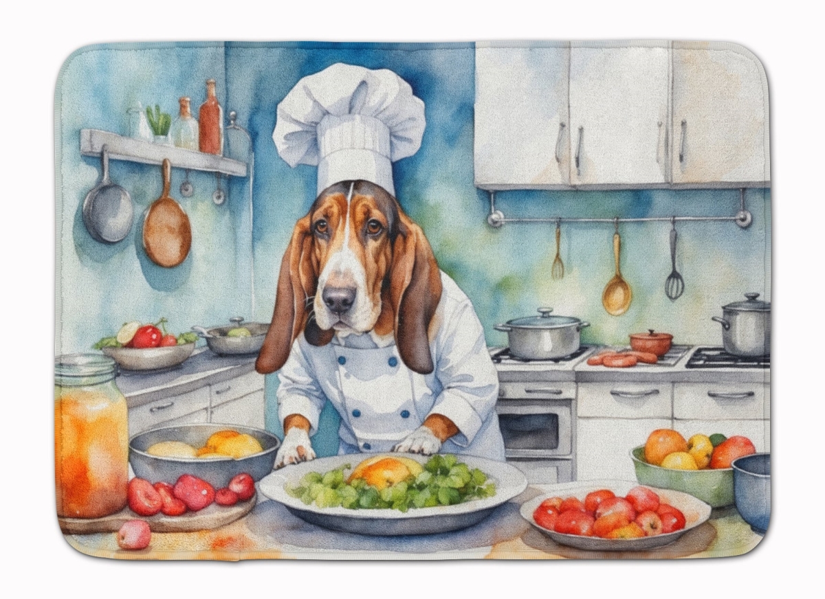 DAC6196RUG 19 x 27 in. Basset Hound The Chef Memory Foam Kitchen Mat