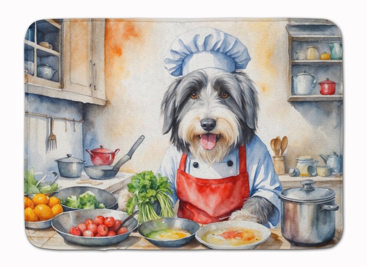 19 x 27 in. Bearded Collie The Chef Memory Foam Kitchen Mat