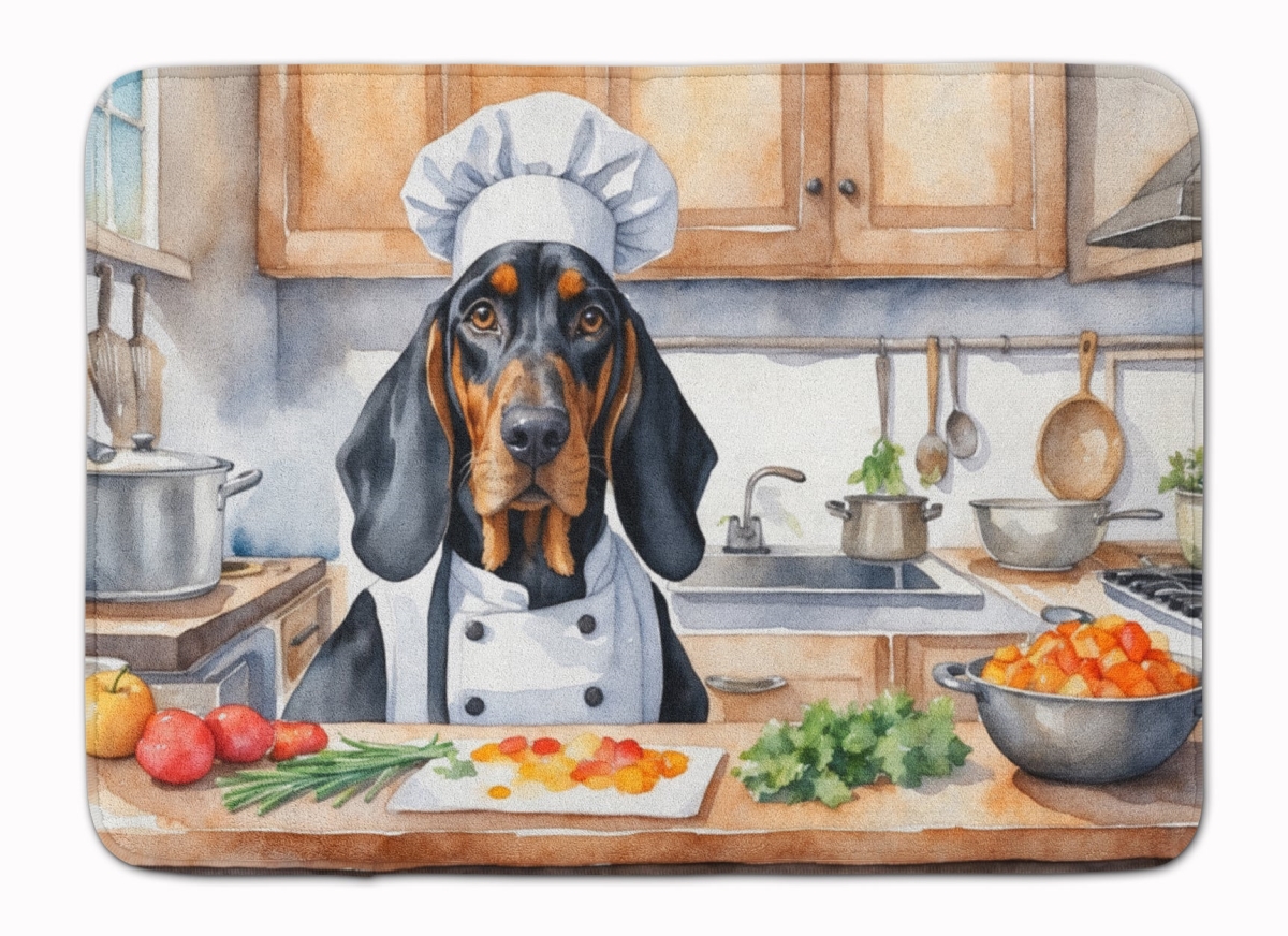 19 x 27 in. Black & Tan Coonhound The Chef Memory Foam Kitchen Mat