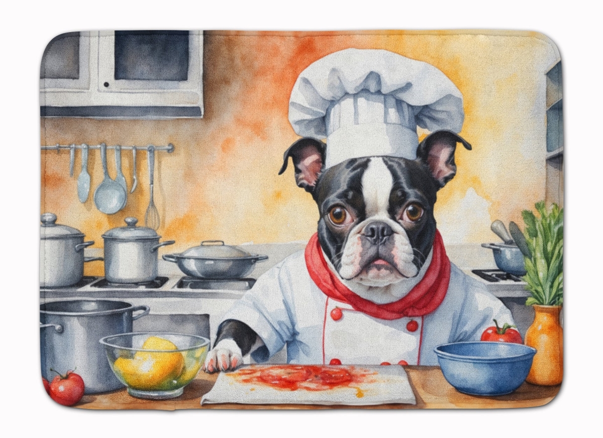 DAC6215RUG 19 x 27 in. Boston Terrier The Chef Memory Foam Kitchen Mat