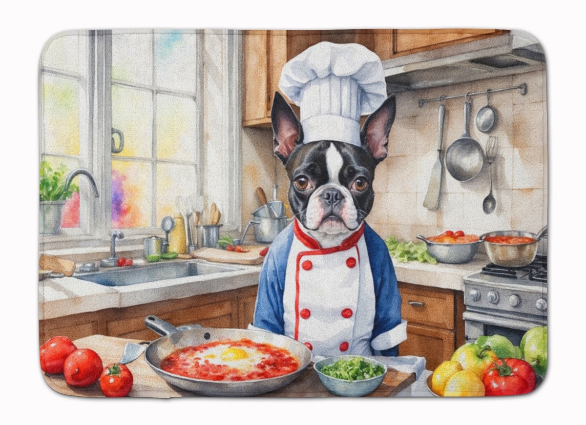 19 x 27 in. Boston Terrier The Chef Memory Foam Kitchen Mat