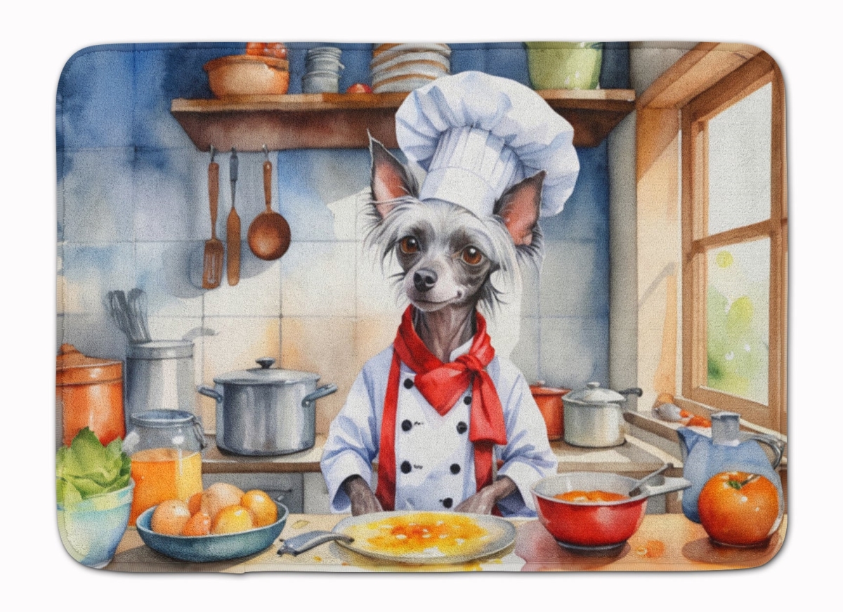 19 x 27 in. Chinese Crested The Chef Memory Foam Kitchen Mat