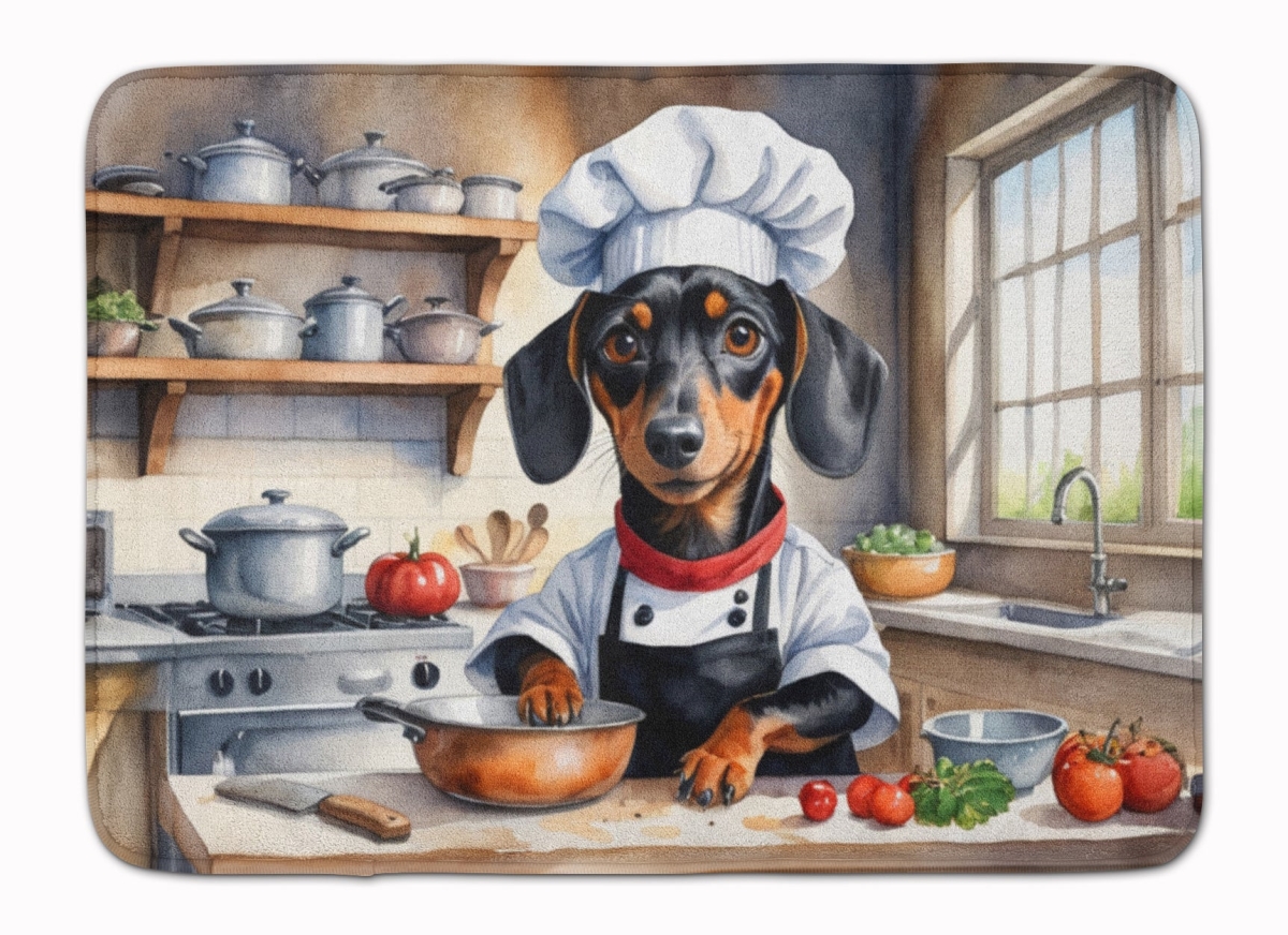 DAC6238RUG 19 x 27 in. Dachshund The Chef Memory Foam Kitchen Mat
