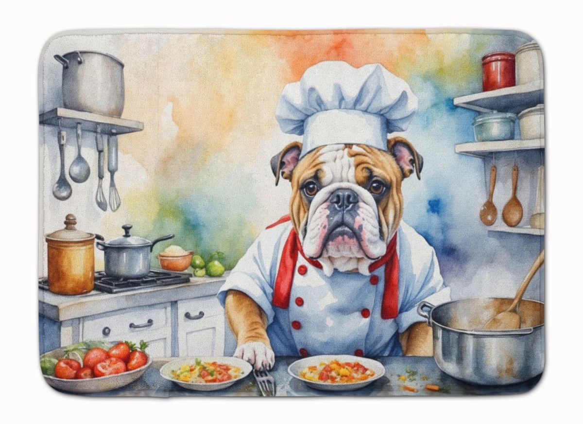 19 x 27 in. English Bulldog The Chef Memory Foam Kitchen Mat