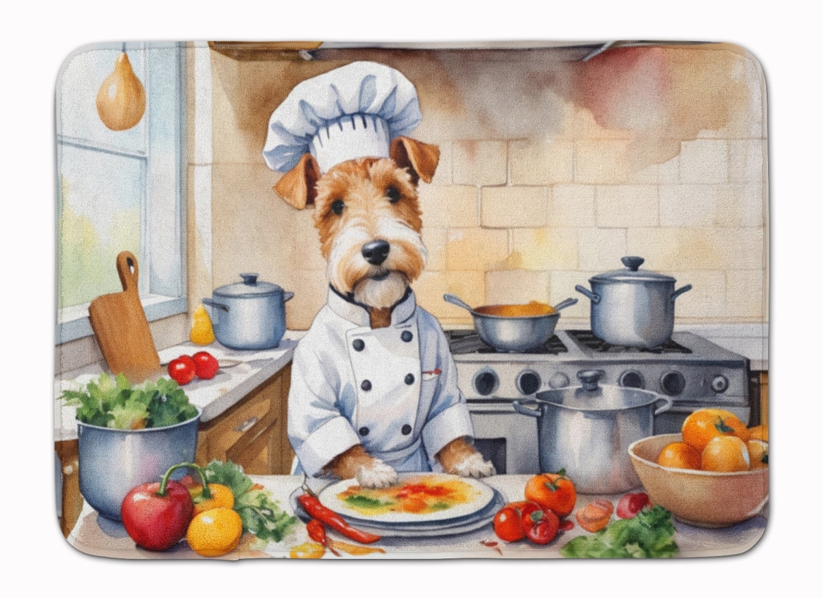 19 x 27 in. Fox Terrier The Chef Memory Foam Kitchen Mat