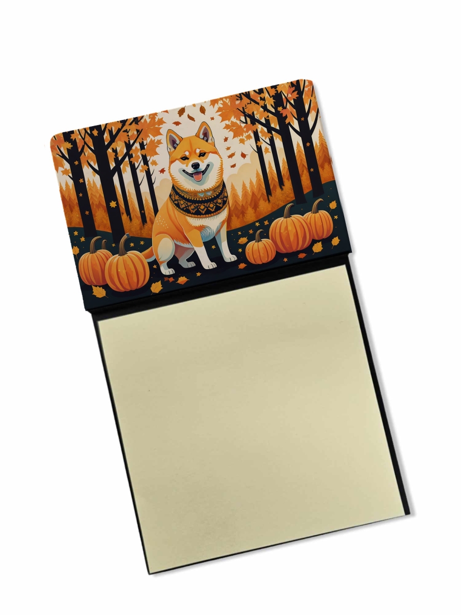 DAC1072SN 5.25 x 3.25 in. Shiba Inu Fall Sticky Note Holder