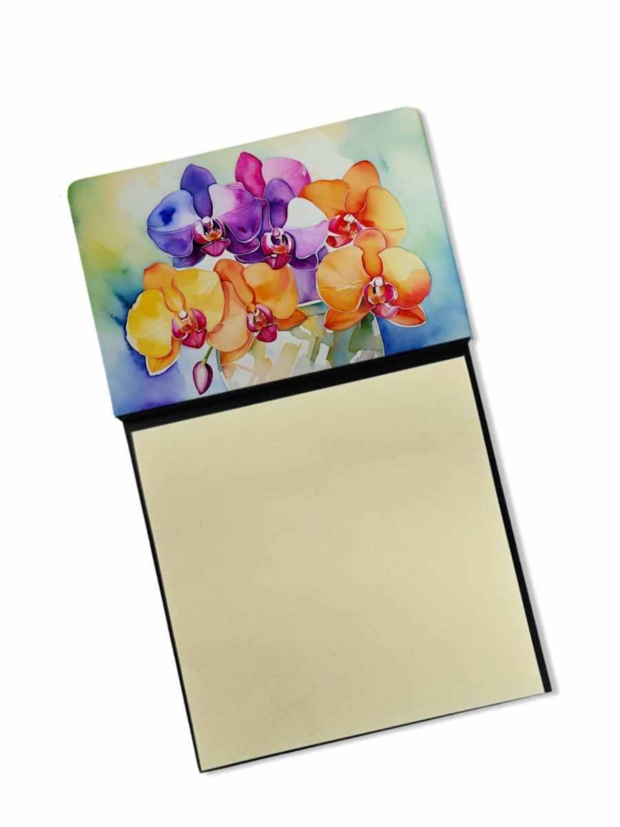 DAC1601SN 5.25 x 3.25 in. Orchids in Watercolor Sticky Note Holder