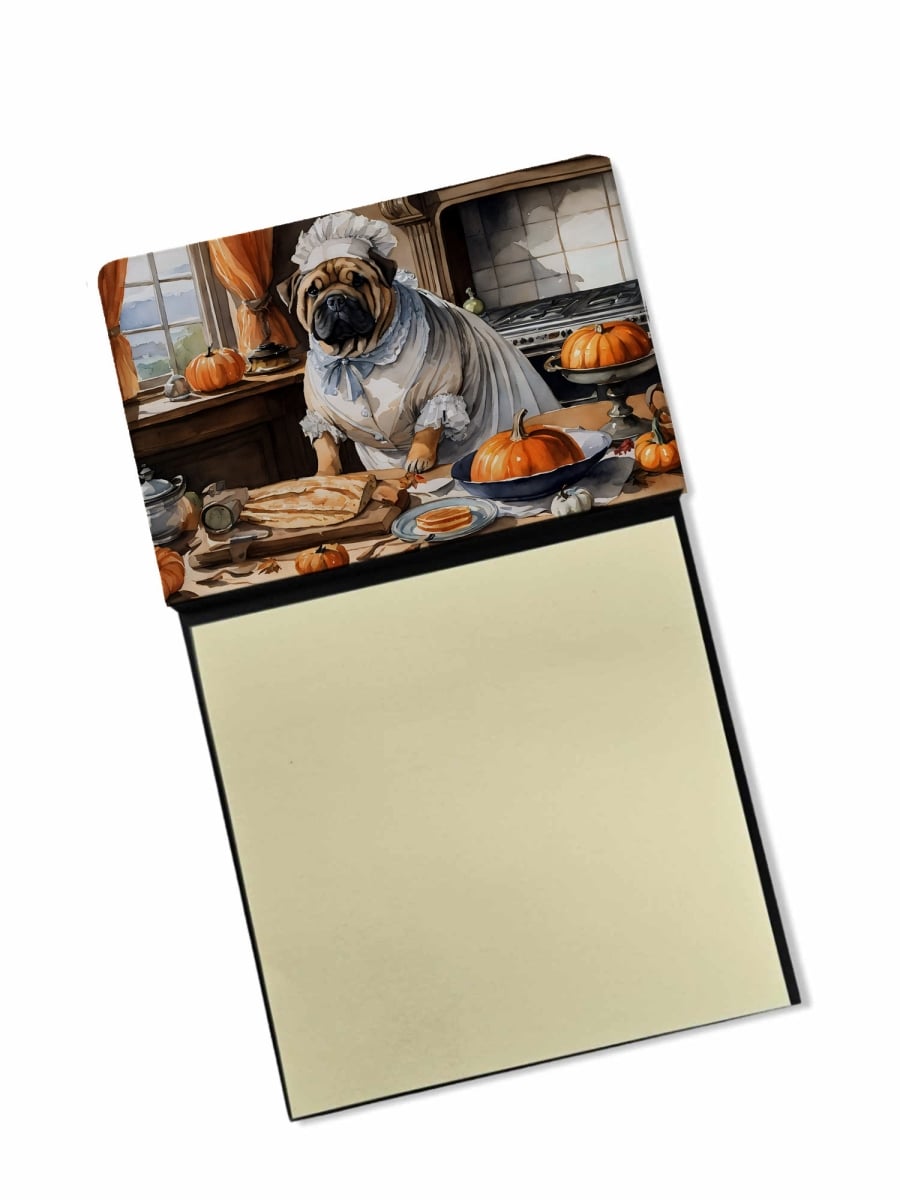 DAC1812SN 5.25 x 3.25 in. Shar Pei Fall Kitchen Pumpkins Sticky Note Holder