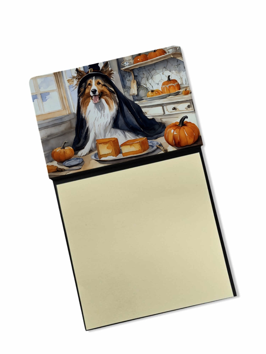 DAC1813SN 5.25 x 3.25 in. Sheltie Fall Kitchen Pumpkins Sticky Note Holder