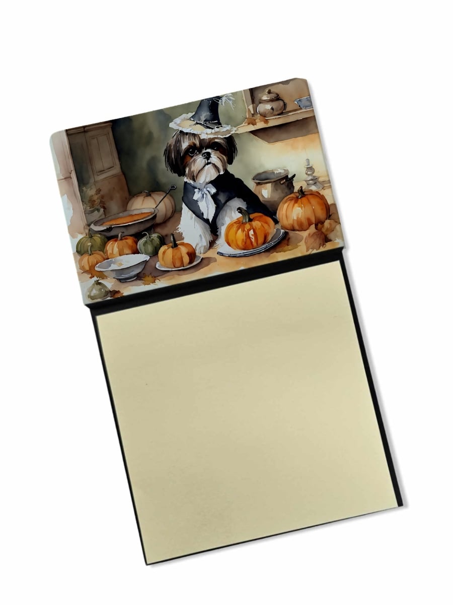 DAC1815SN 5.25 x 3.25 in. Shih Tzu Fall Kitchen Pumpkins Sticky Note Holder