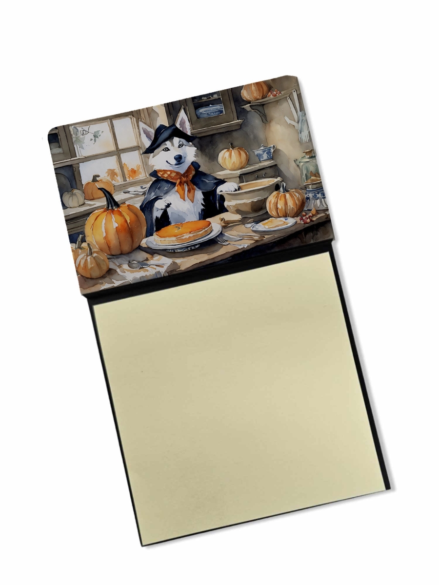 DAC1816SN 5.25 x 3.25 in. Siberian Husky Fall Kitchen Pumpkins Sticky Note Holder