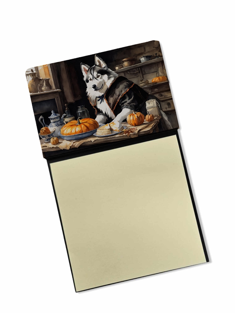 DAC1817SN 5.25 x 3.25 in. Siberian Husky Fall Kitchen Pumpkins Sticky Note Holder