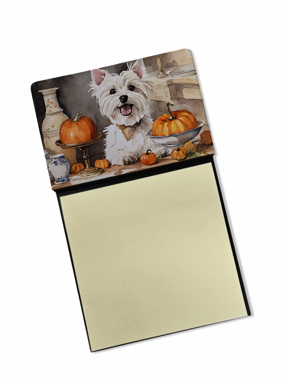DAC1823SN 5.25 x 3.25 in. Westie Fall Kitchen Pumpkins Sticky Note Holder