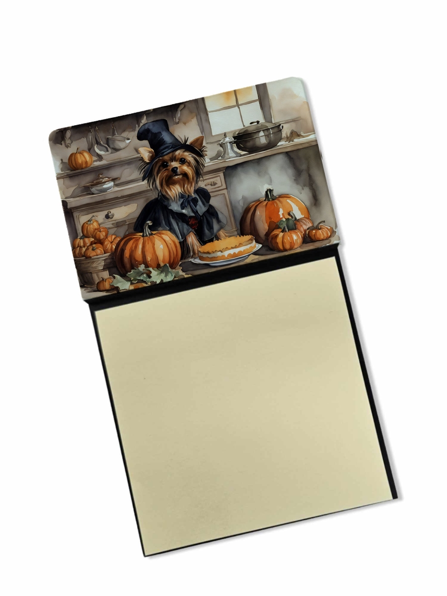 DAC1824SN 5.25 x 3.25 in. Yorkie Fall Kitchen Pumpkins Sticky Note Holder