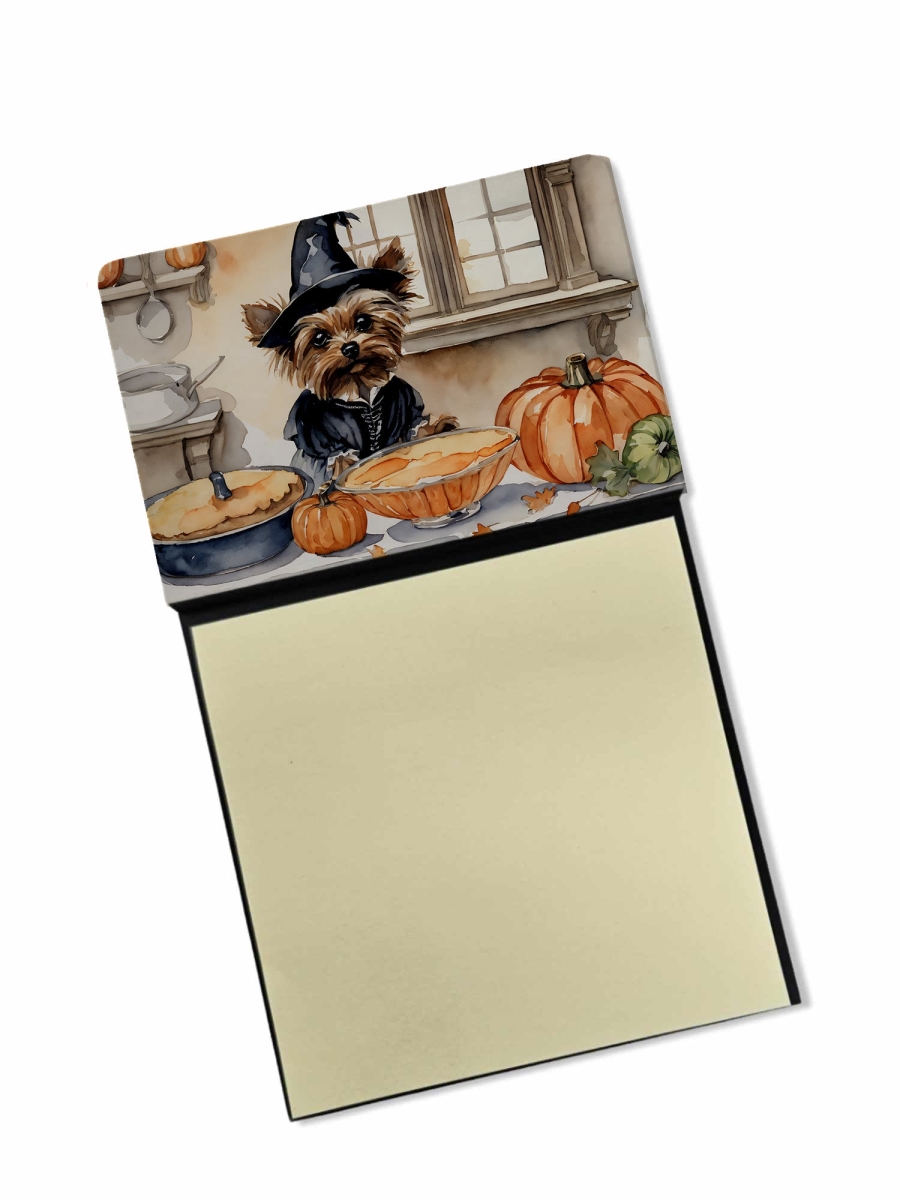 DAC1826SN 5.25 x 3.25 in. Yorkie Fall Kitchen Pumpkins Sticky Note Holder