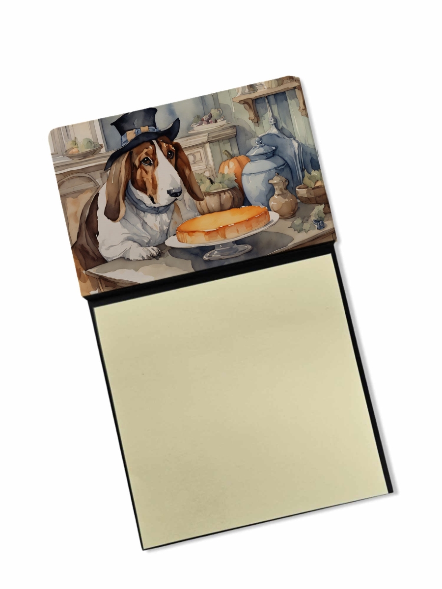 DAC1827SN 5.25 x 3.25 in. Basset Hound Fall Kitchen Pumpkins Sticky Note Holder