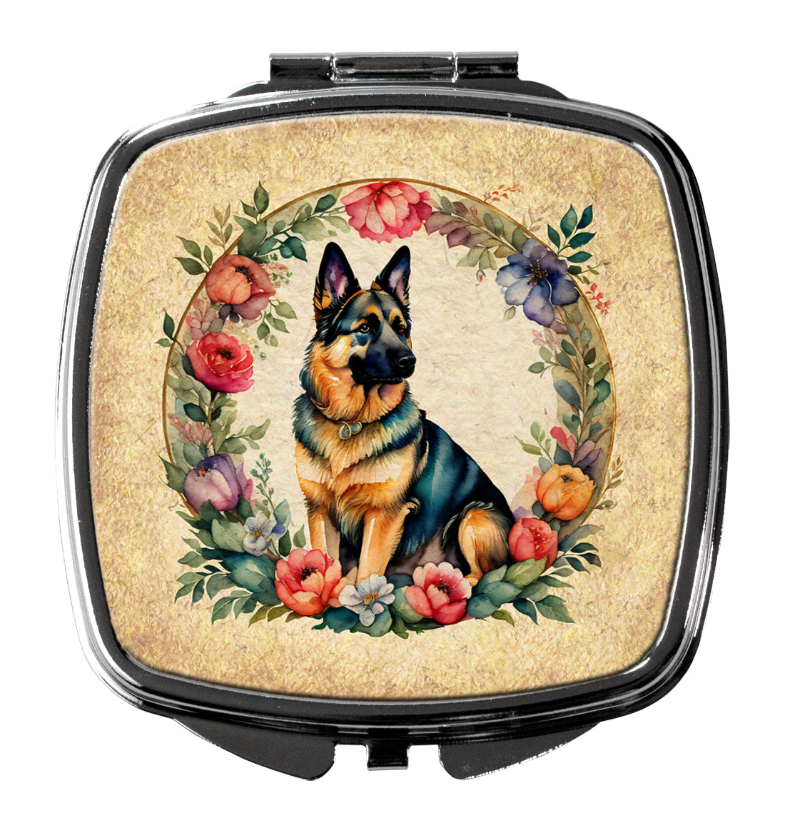 DAC2141SCM 3 x 2.75 in. German Shepherd & Flowers Compact Mirror