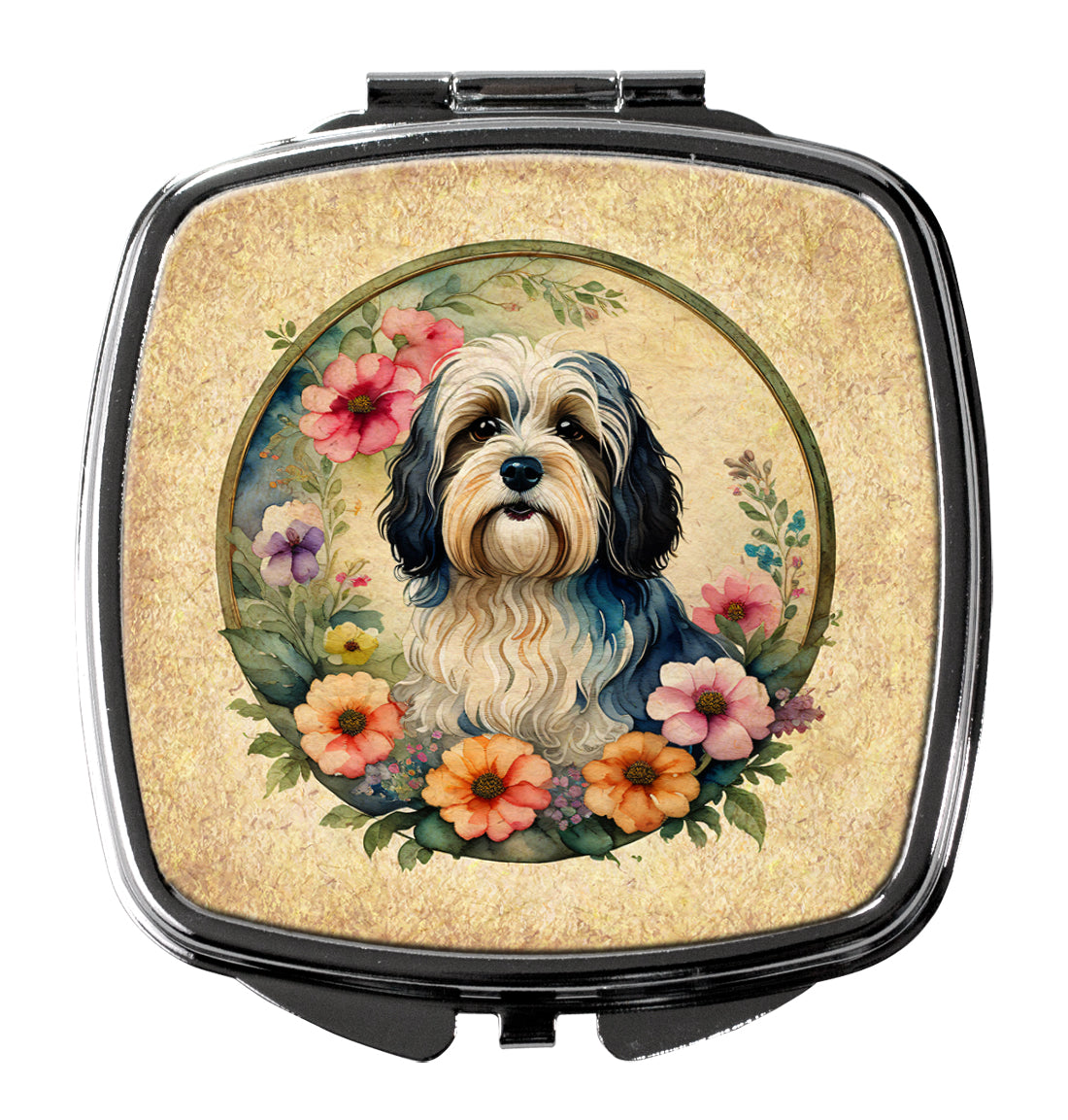 DAC2153SCM 3 x 2.75 in. Havanese & Flowers Compact Mirror