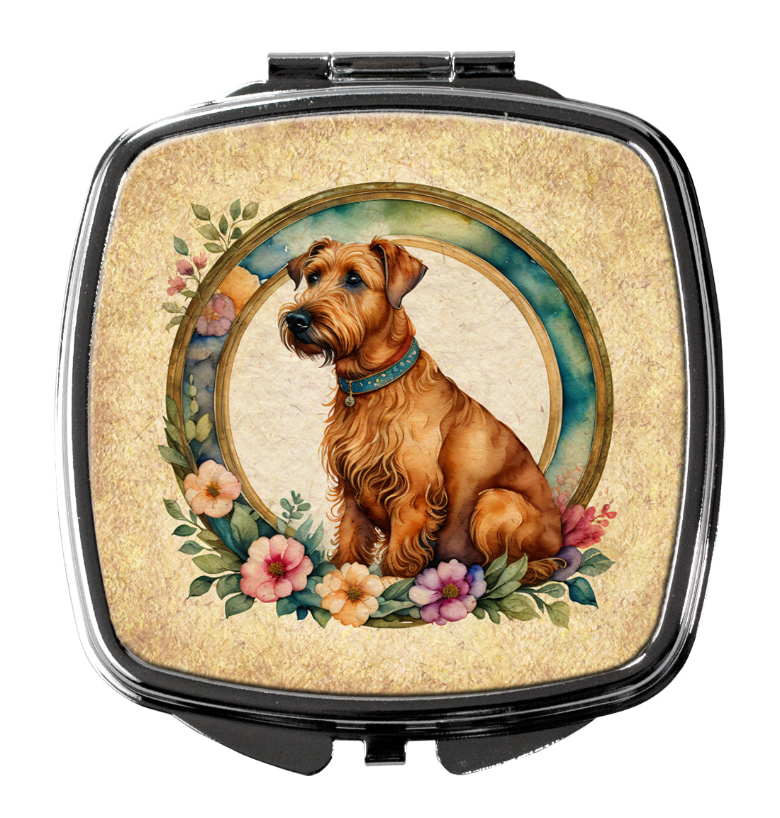 DAC2154SCM 3 x 2.75 in. Irish Terrier & Flowers Compact Mirror
