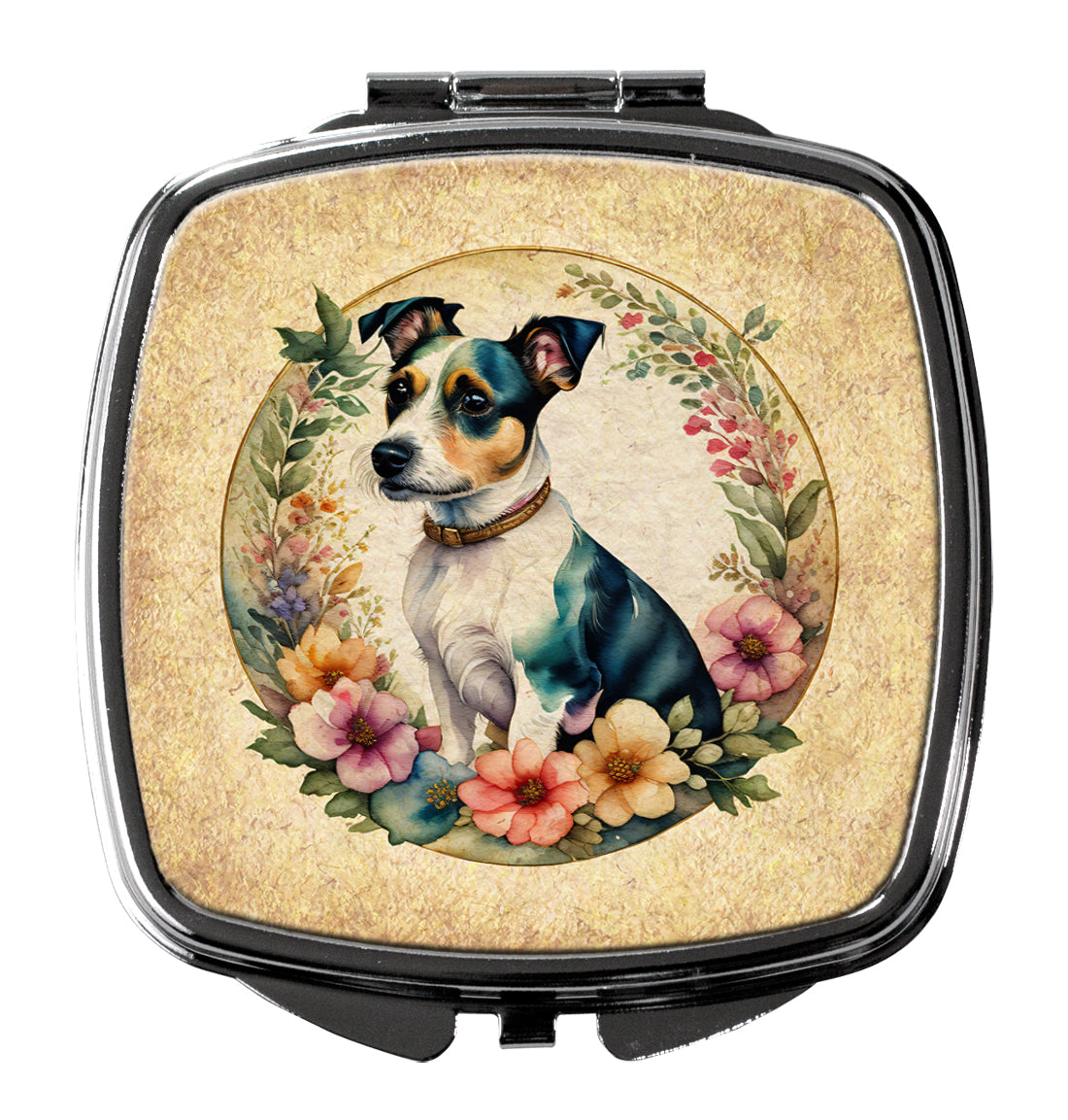 DAC2158SCM 3 x 2.75 in. Jack Russell Terrier & Flowers Compact Mirror