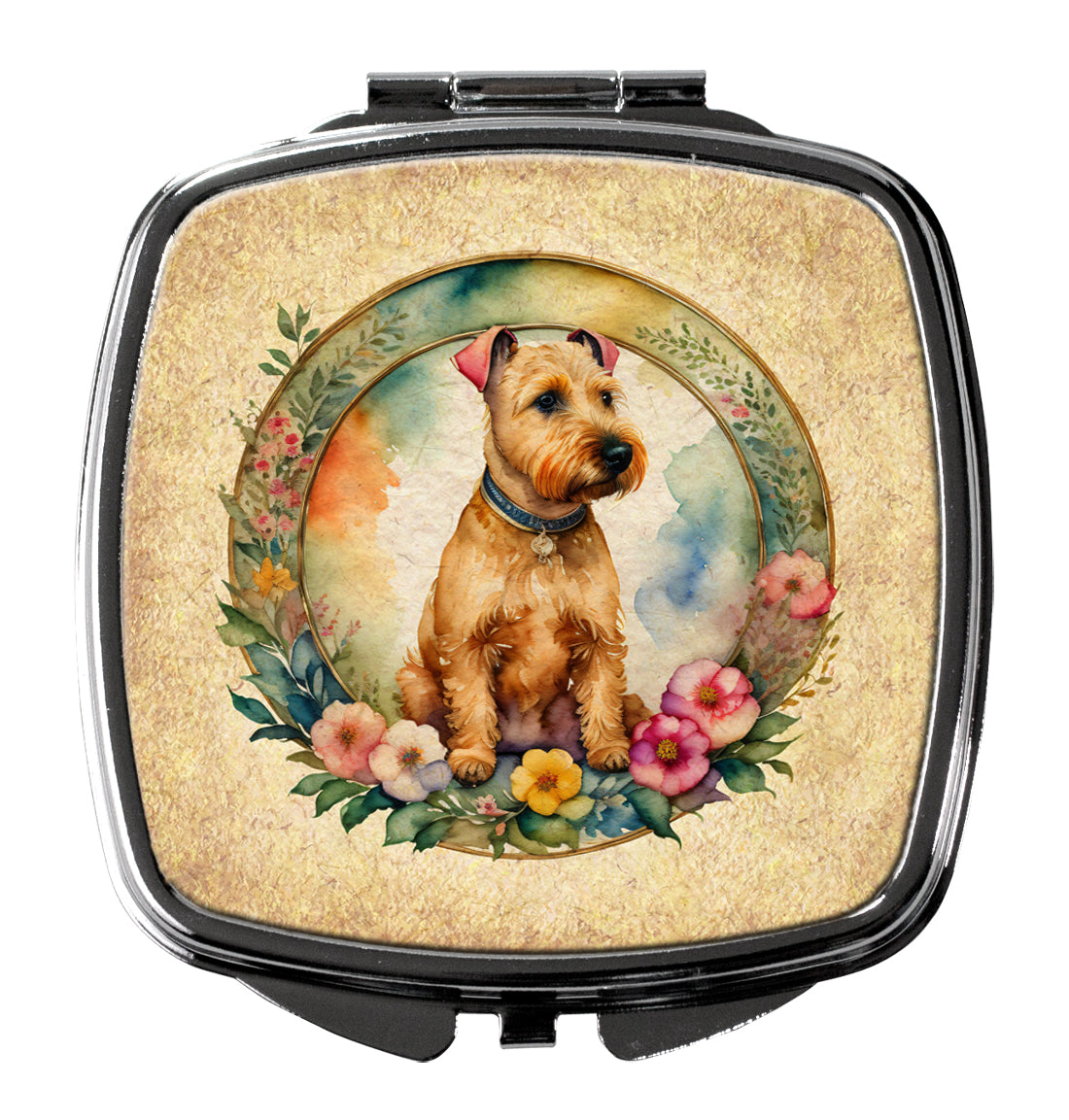 DAC2166SCM 3 x 2.75 in. Lakeland Terrier & Flowers Compact Mirror