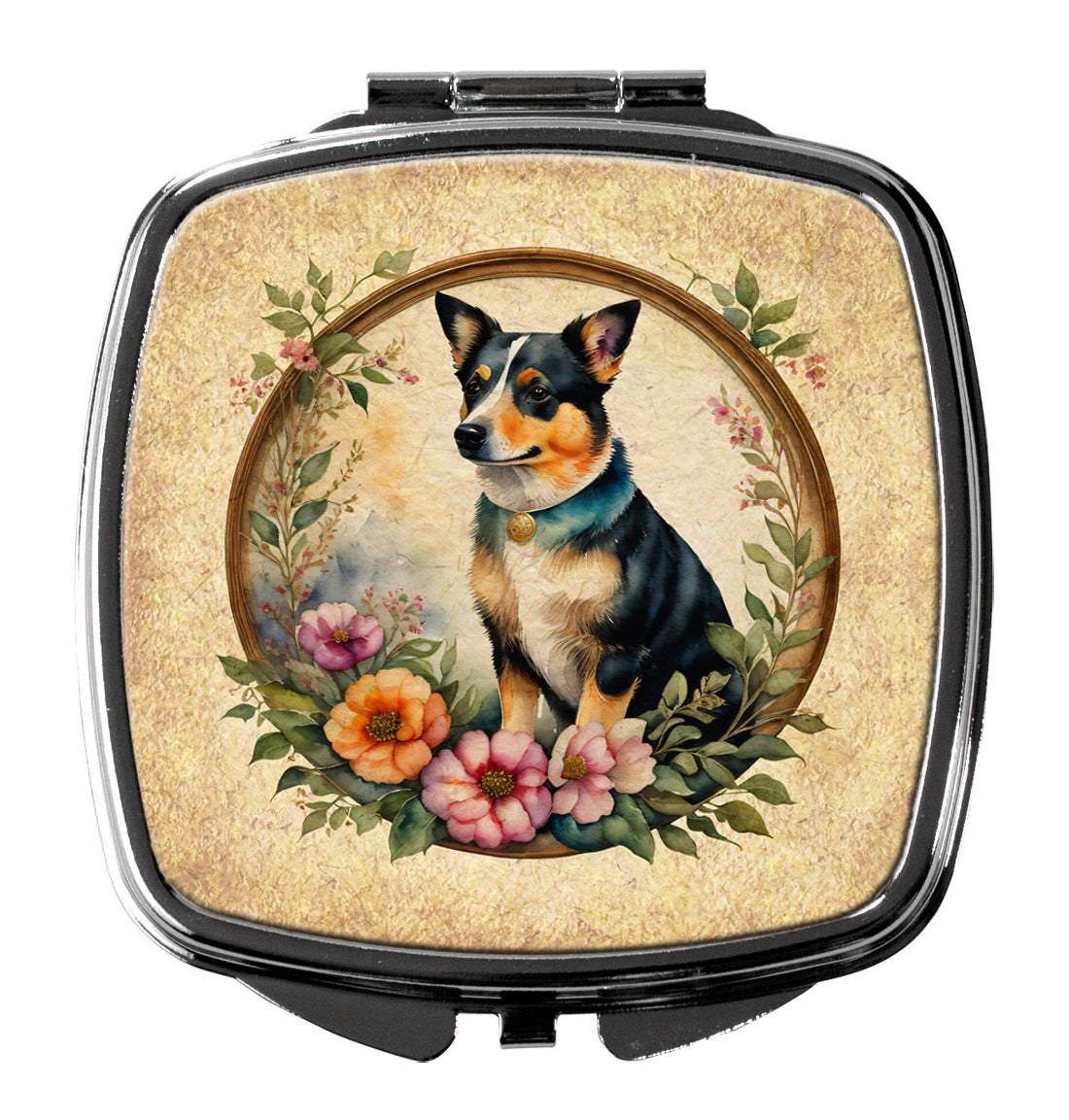 DAC2167SCM 3 x 2.75 in. Lancashire Heeler & Flowers Compact Mirror