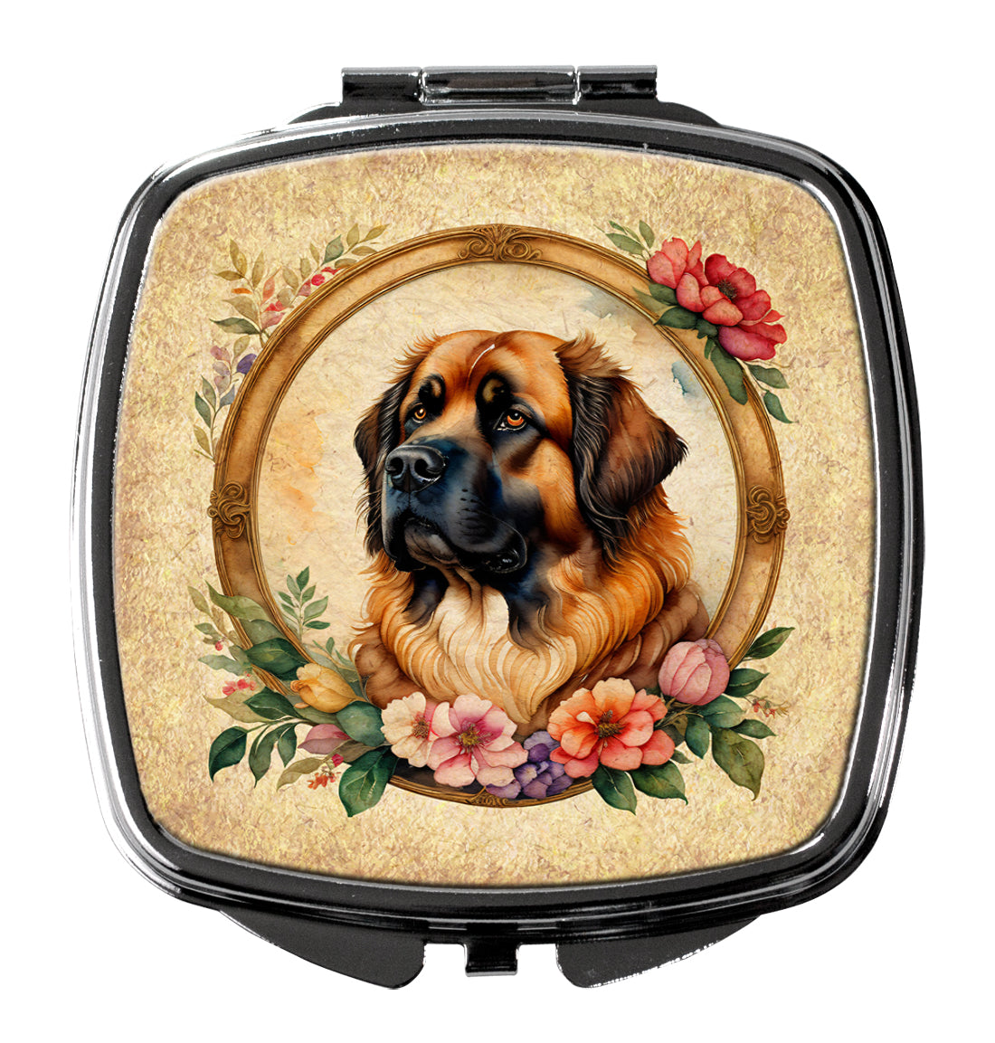 3 x 2.75 in. Leonberger & Flowers Compact Mirror