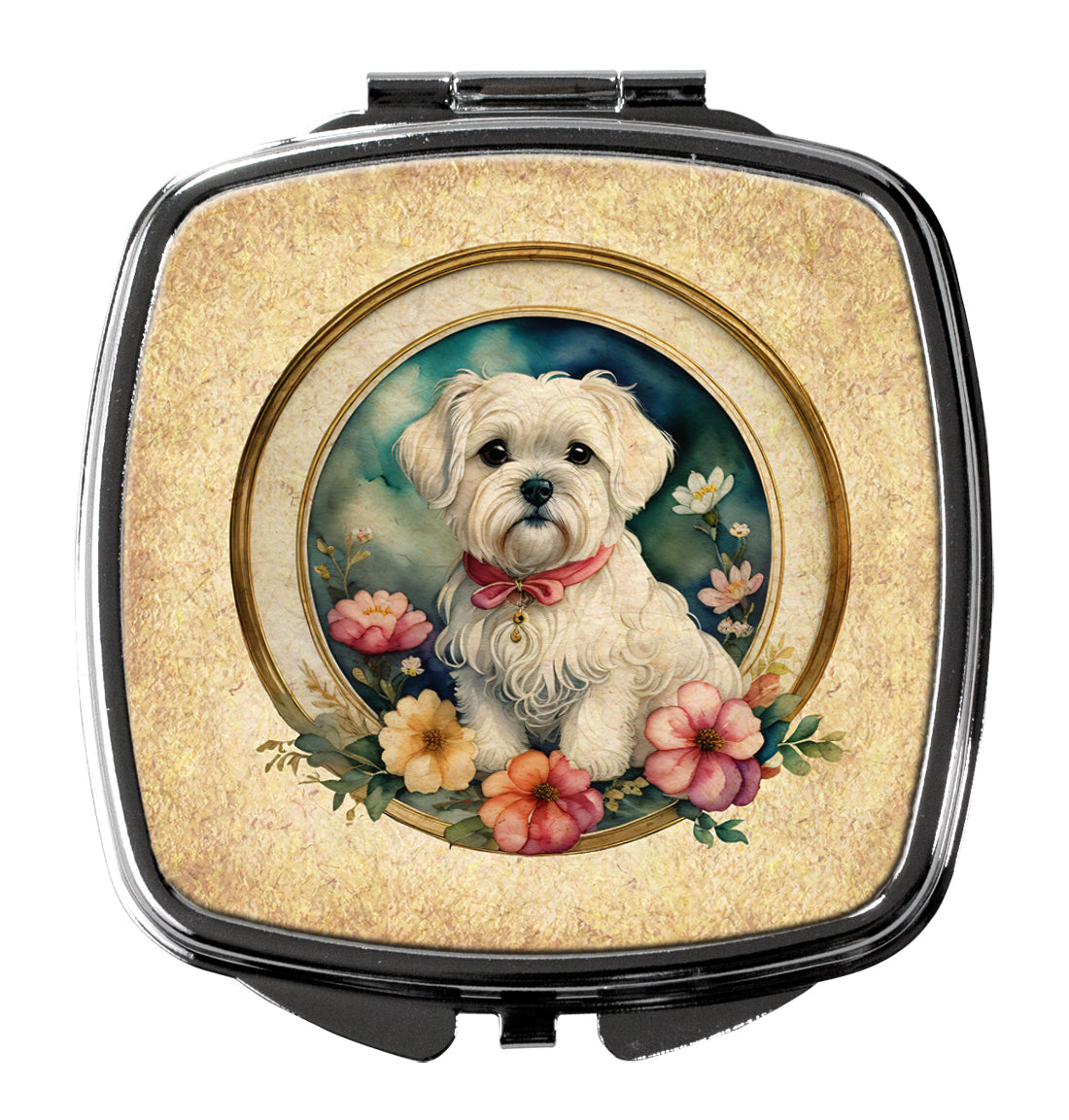 DAC2170SCM 3 x 2.75 in. Maltese & Flowers Compact Mirror