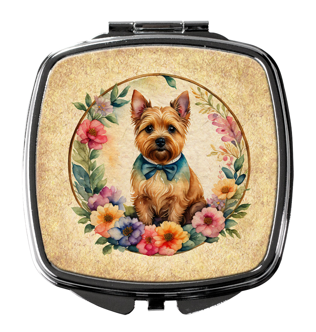 DAC2177SCM 3 x 2.75 in. Norwich Terrier & Flowers Compact Mirror