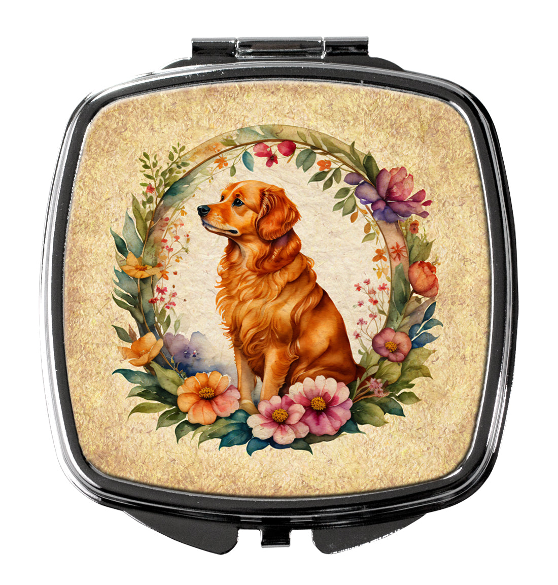 DAC2178SCM 3 x 2.75 in. Nova Scotia Duck Tolling Retriever & Flowers Compact Mirror