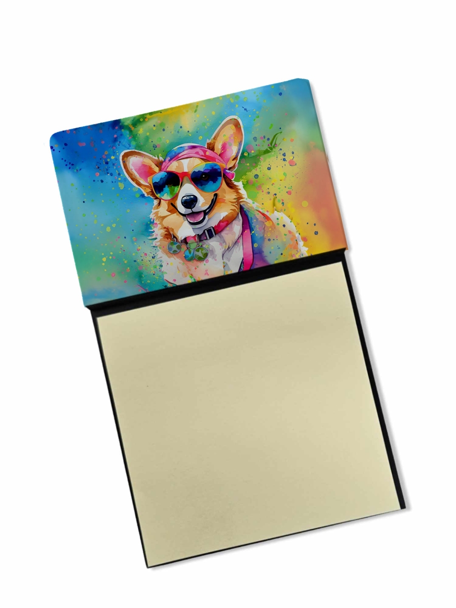 DAC2496SN 5.25 x 3.25 in. Corgi Hippie Dawg Sticky Note Holder