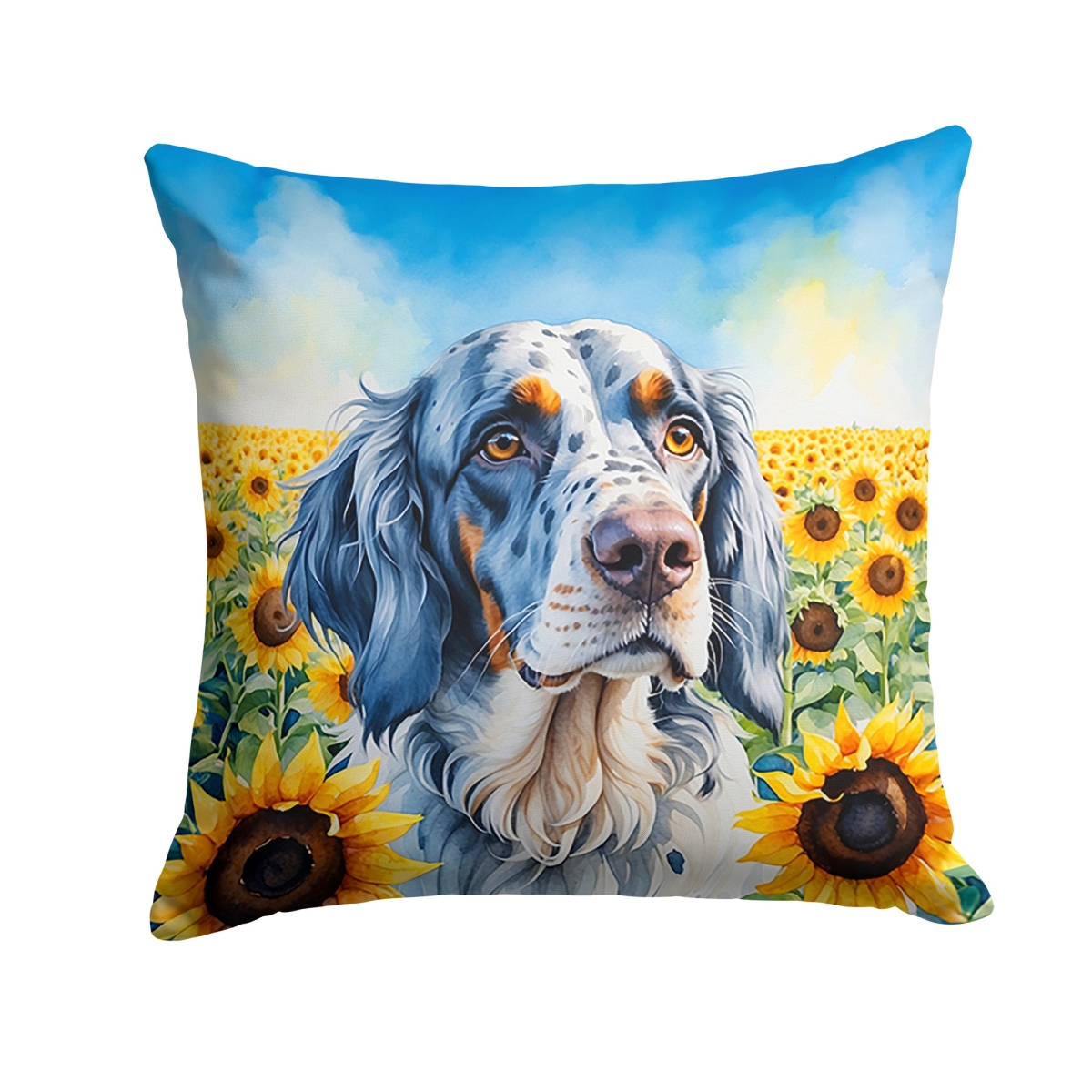 18 x 18 in. English Setter in Sunflowers Throw Pillow