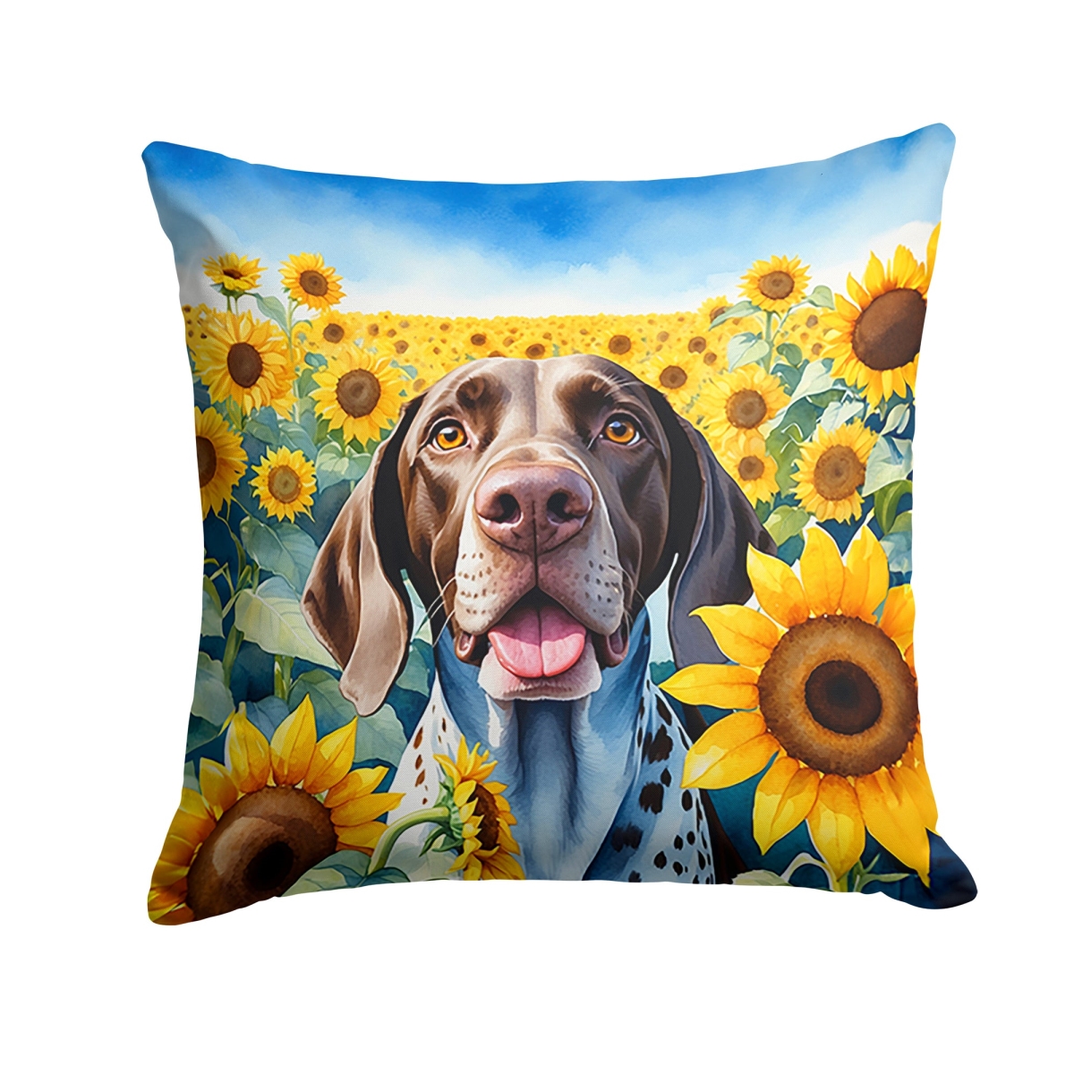 18 x 18 in. German Shorthaired Pointer in Sunflowers Throw Pillow