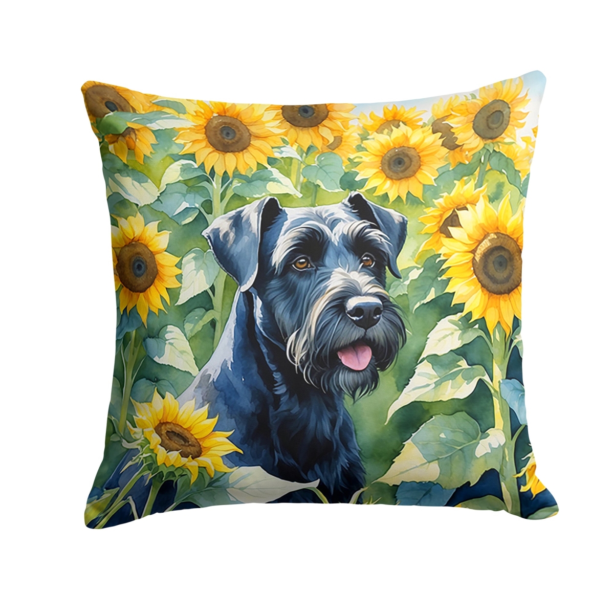 18 x 18 in. Giant Schnauzer in Sunflowers Throw Pillow