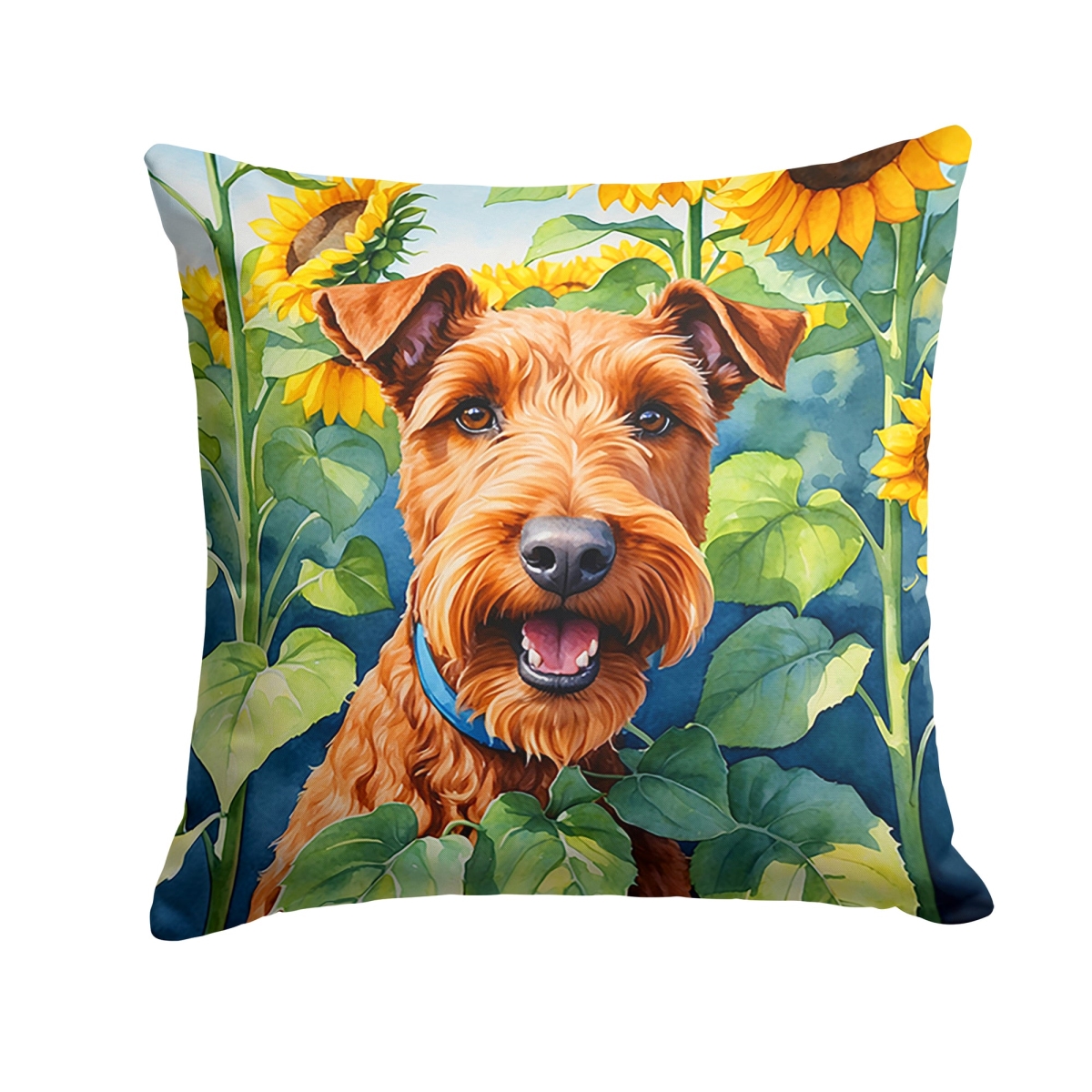 18 x 18 in. Irish Terrier in Sunflowers Throw Pillow