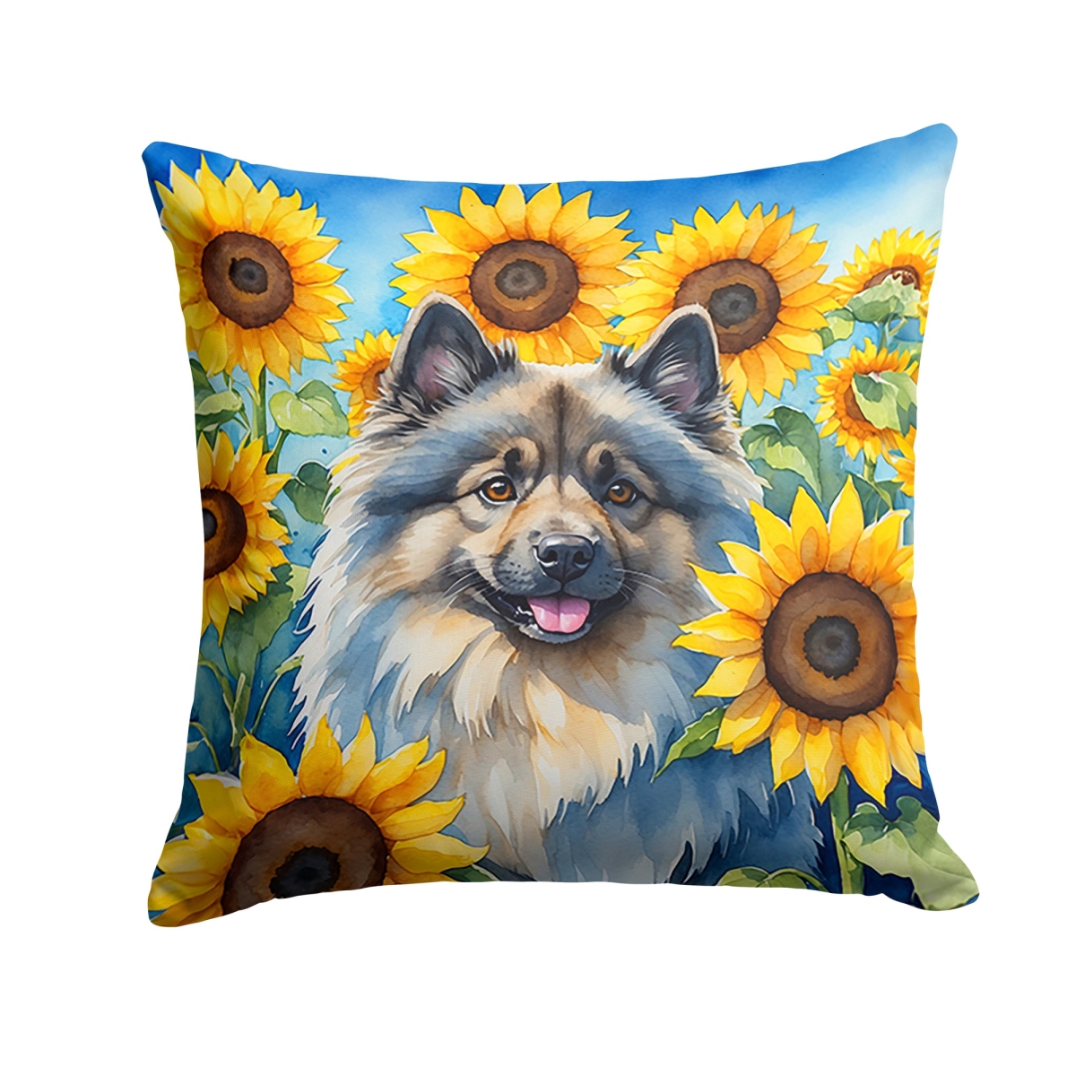 18 x 18 in. Keeshond in Sunflowers Throw Pillow