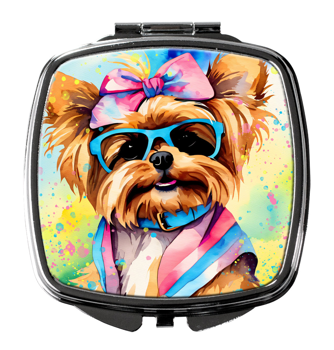 DAC2574SCM 3 x 2.75 in. Yorkshire Terrier Hippie Dawg Compact Mirror