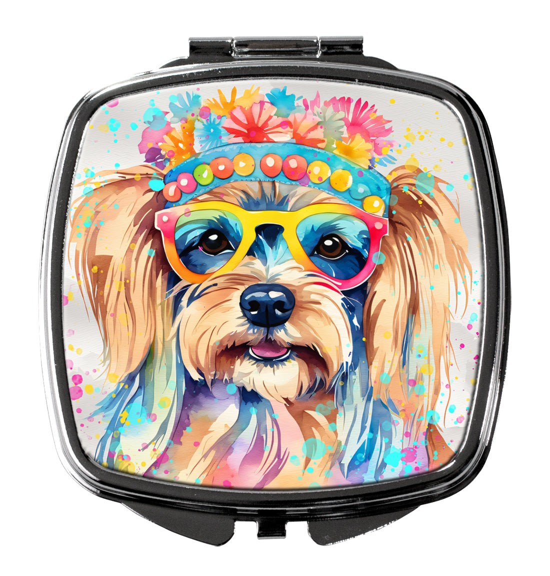 DAC2576SCM 3 x 2.75 in. Yorkshire Terrier Hippie Dawg Compact Mirror