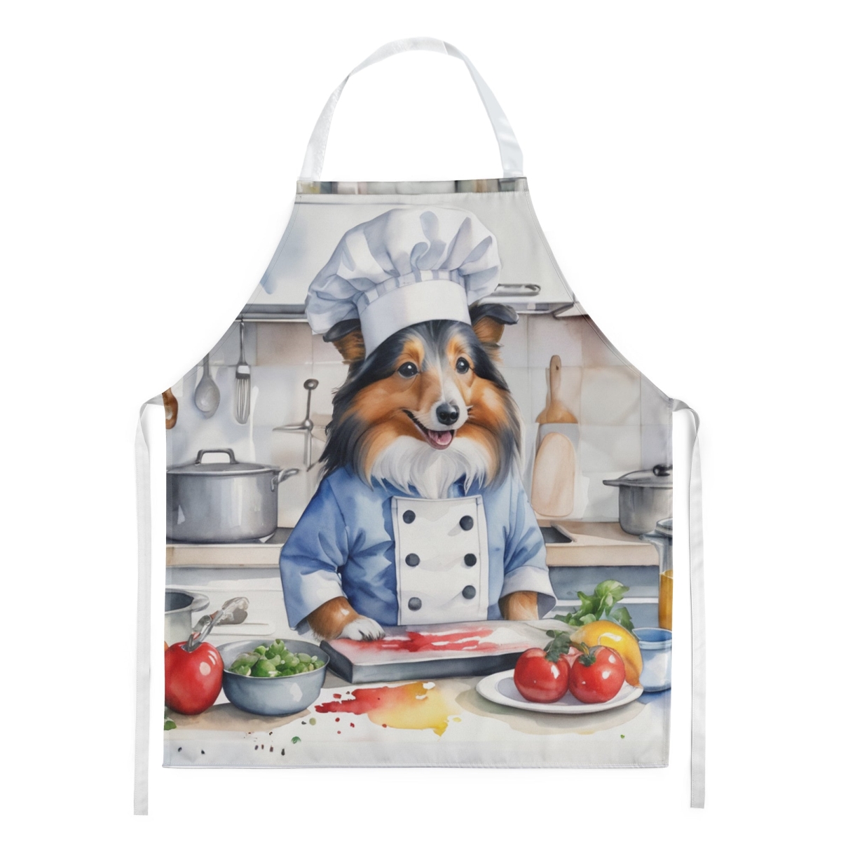 Picture of Carolines Treasures DAC6325APRON 30 x 27 in. Sheltie The Chef Apron