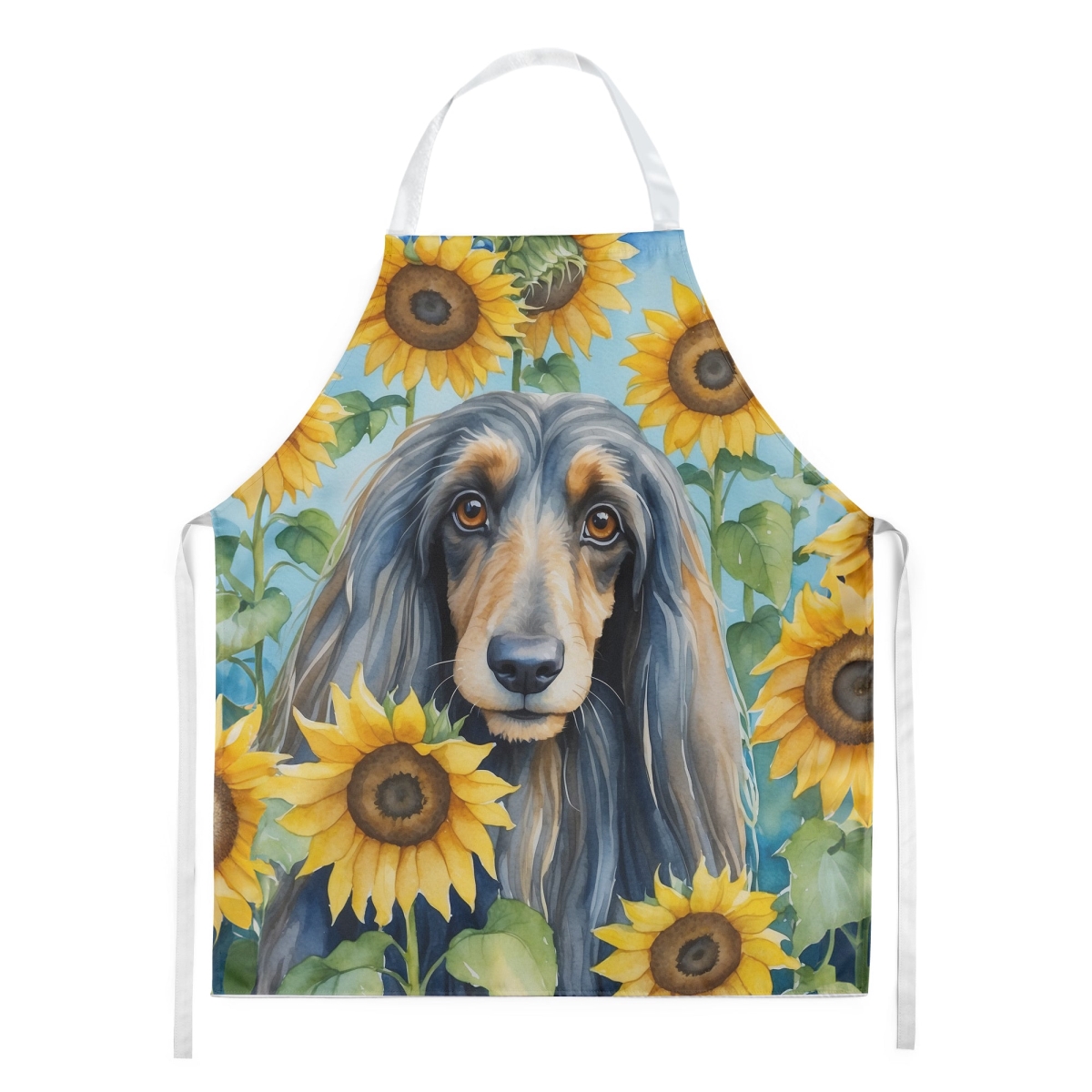 Picture of Carolines Treasures DAC6001APRON 30 x 27 in. Afghan Hound in Sunflowers Apron
