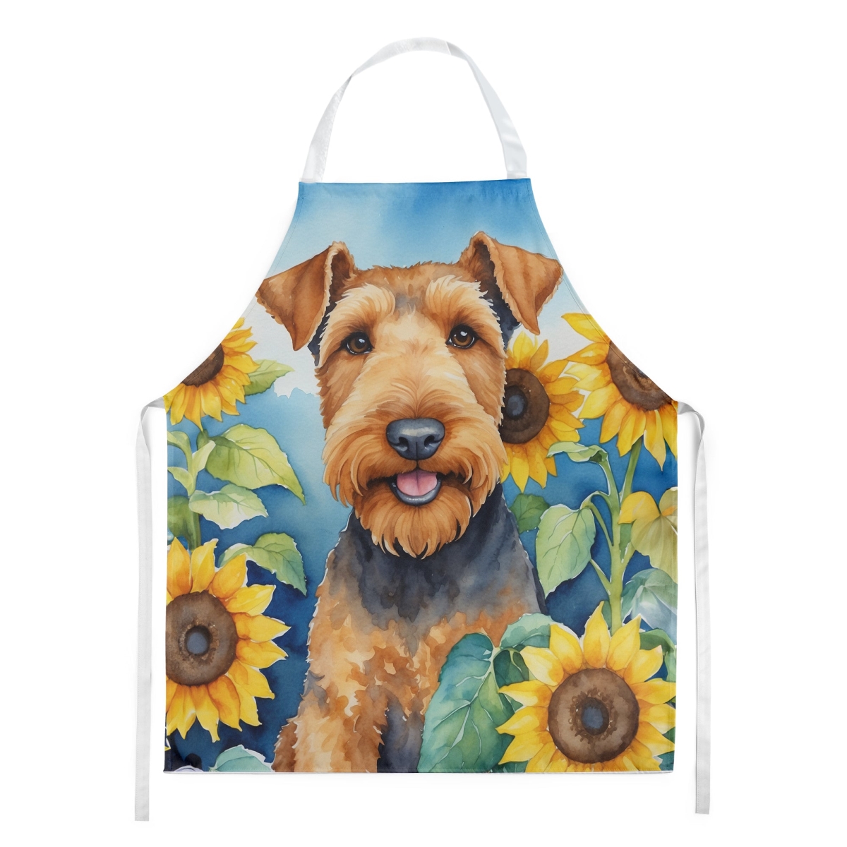 Picture of Carolines Treasures DAC6002APRON 30 x 27 in. Airedale Terrier in Sunflowers Apron