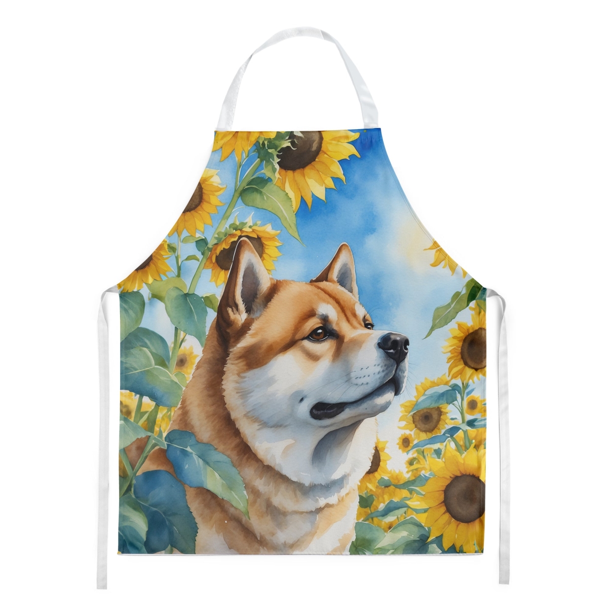 Picture of Carolines Treasures DAC6003APRON 30 x 27 in. Akita in Sunflowers Apron