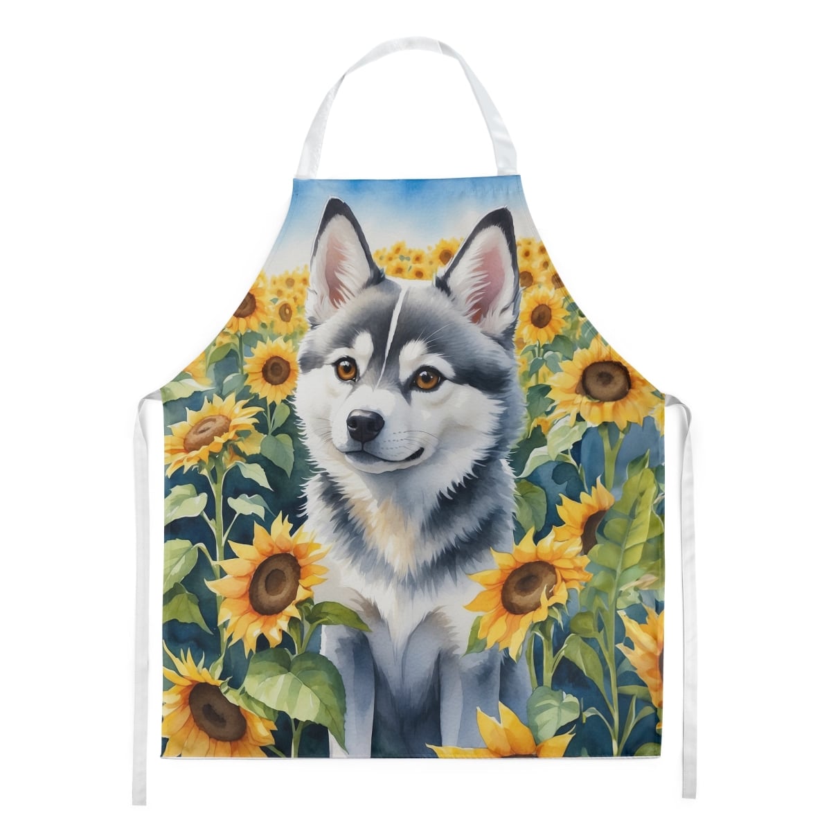 Picture of Carolines Treasures DAC6004APRON 30 x 27 in. Alaskan Klee Kai in Sunflowers Apron