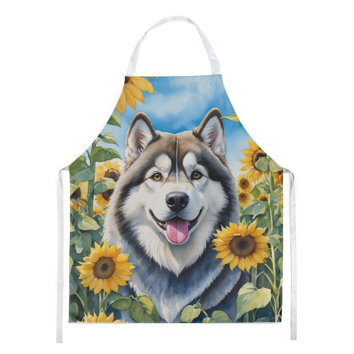 Picture of Carolines Treasures DAC6005APRON 30 x 27 in. Alaskan Malamute in Sunflowers Apron
