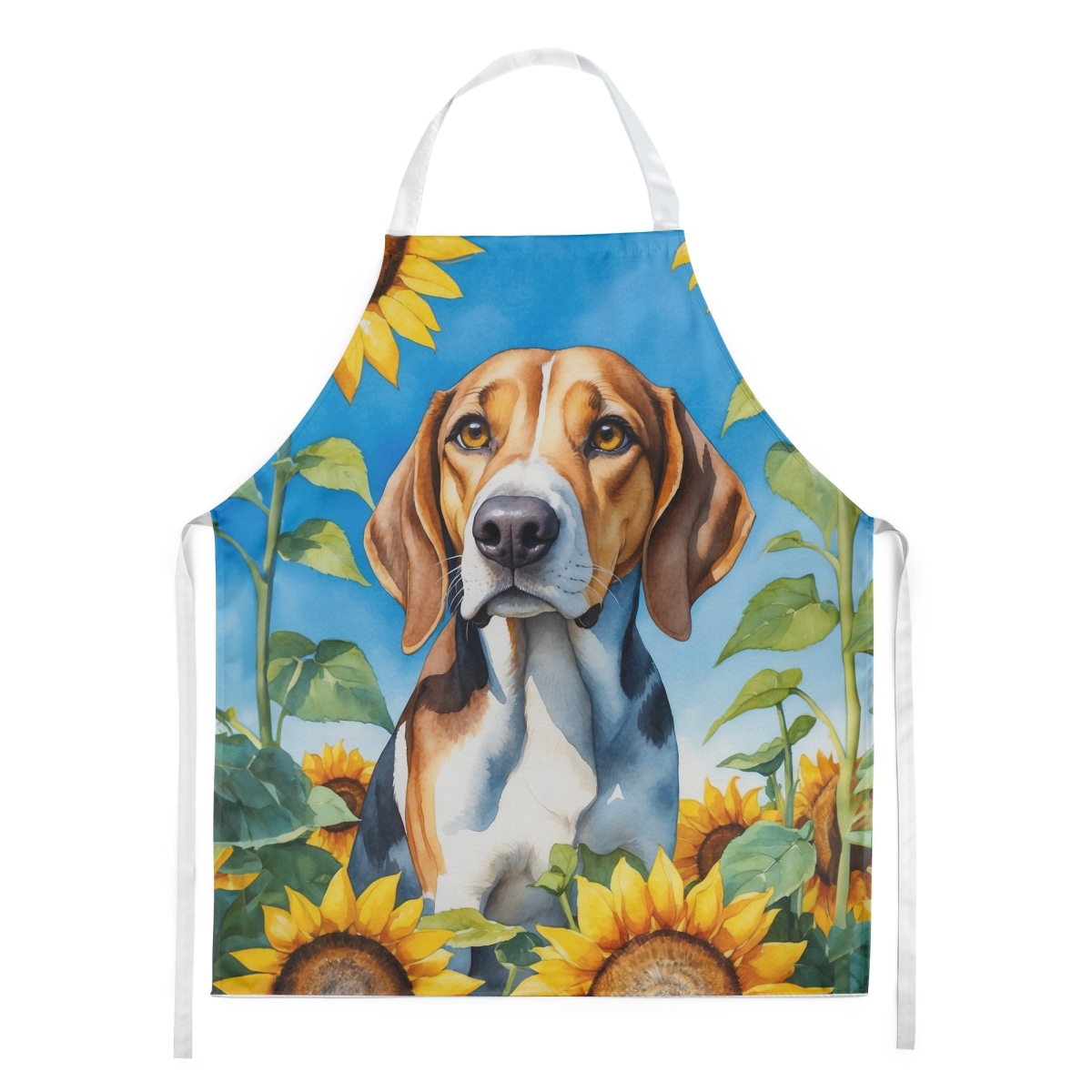 Picture of Carolines Treasures DAC6009APRON 30 x 27 in. American Foxhound in Sunflowers Apron