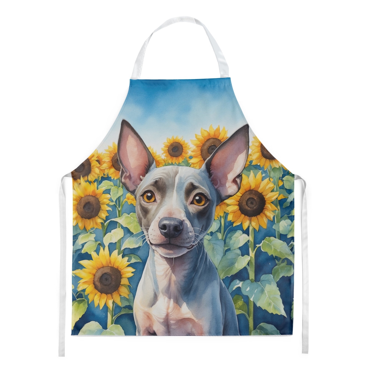 Picture of Carolines Treasures DAC6010APRON 30 x 27 in. American Hairless Terrier in Sunflowers Apron