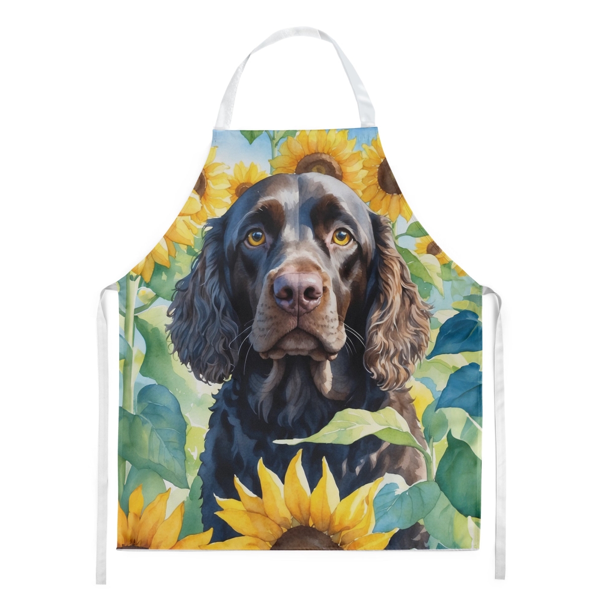 Picture of Carolines Treasures DAC6011APRON 30 x 27 in. American Water Spaniel in Sunflowers Apron