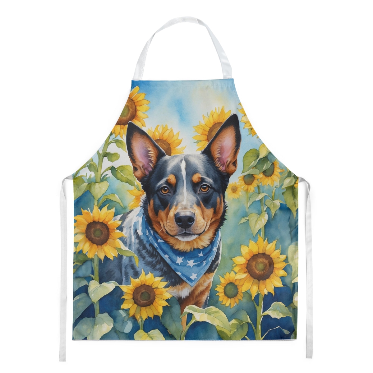 Picture of Carolines Treasures DAC6013APRON 30 x 27 in. Australian Cattle Dog in Sunflowers Apron