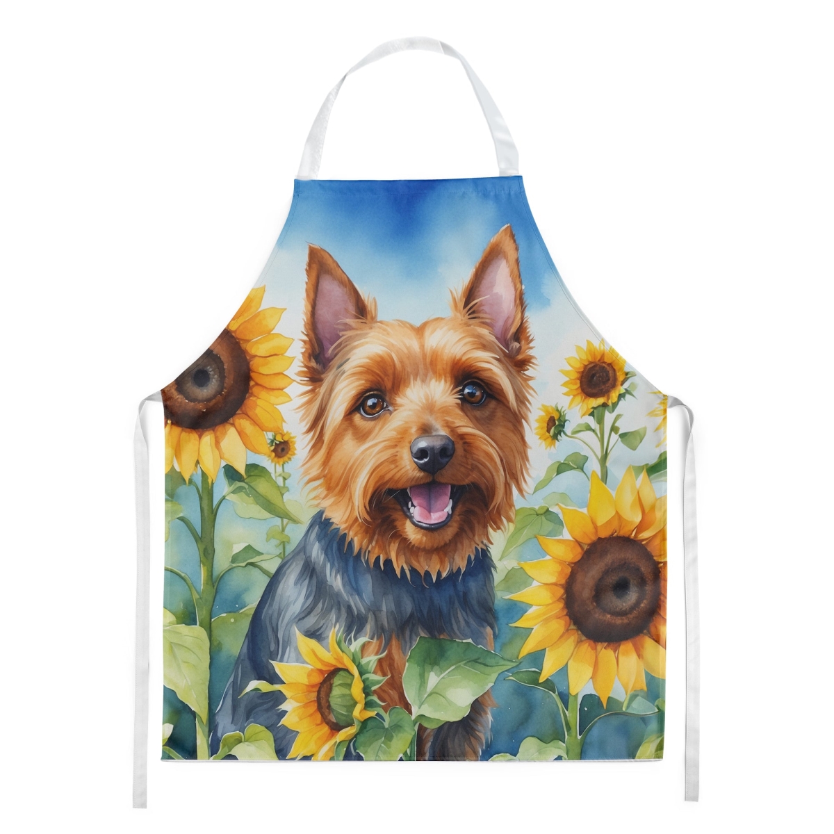 Picture of Carolines Treasures DAC6015APRON 30 x 27 in. Australian Terrier in Sunflowers Apron
